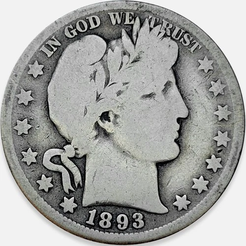 1893-O Barber Half Dollar 50C Good G VG Nice Looking Original Coin!!  Tough Date