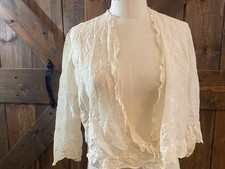 Antique Edwardian White Eyelet Lace Blouse Jacket Sheer Cotton Victorian