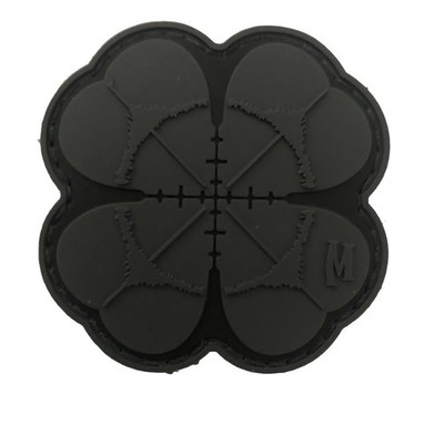 Maxpedition Lucky Shot Clover PVC Morale Patch Gray and Black 2'' x 2''