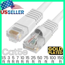 White Cat5e Cable Ethernet Cat5 Patch Cord Internet LAN Network Wire LOT