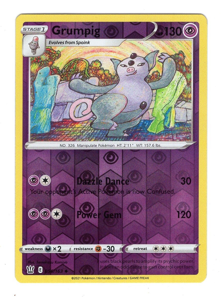 Pokemon TCG Grumpig SWSH Battle Styles 056/163 Reverse Holo Uncommon Card NM