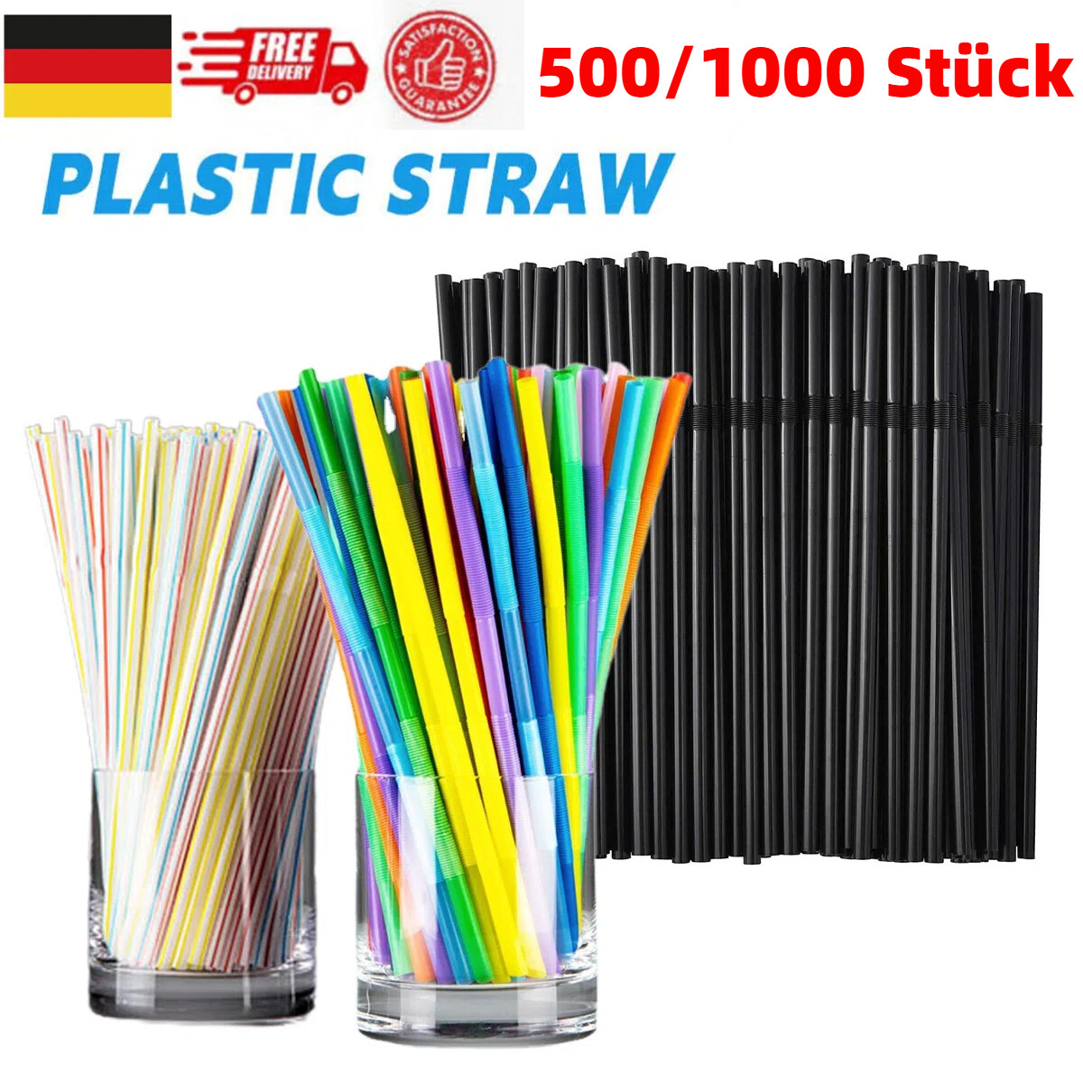 500/1000 Flexible Trinkhalme, Strohhalme in verschiedenen，500 Wiederverwendbar