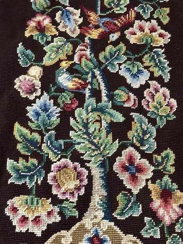 Gorgeous Vintage Handwoven Tapestry Wall Hanging, 42.5” x 28.5” Floral Birds - Picture 2 of 4