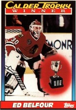 Ed Belfour Calder Trophy Winner Blackhawks Topps Ice Hockey Card No 518 1991