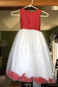 red and white flower girl dress