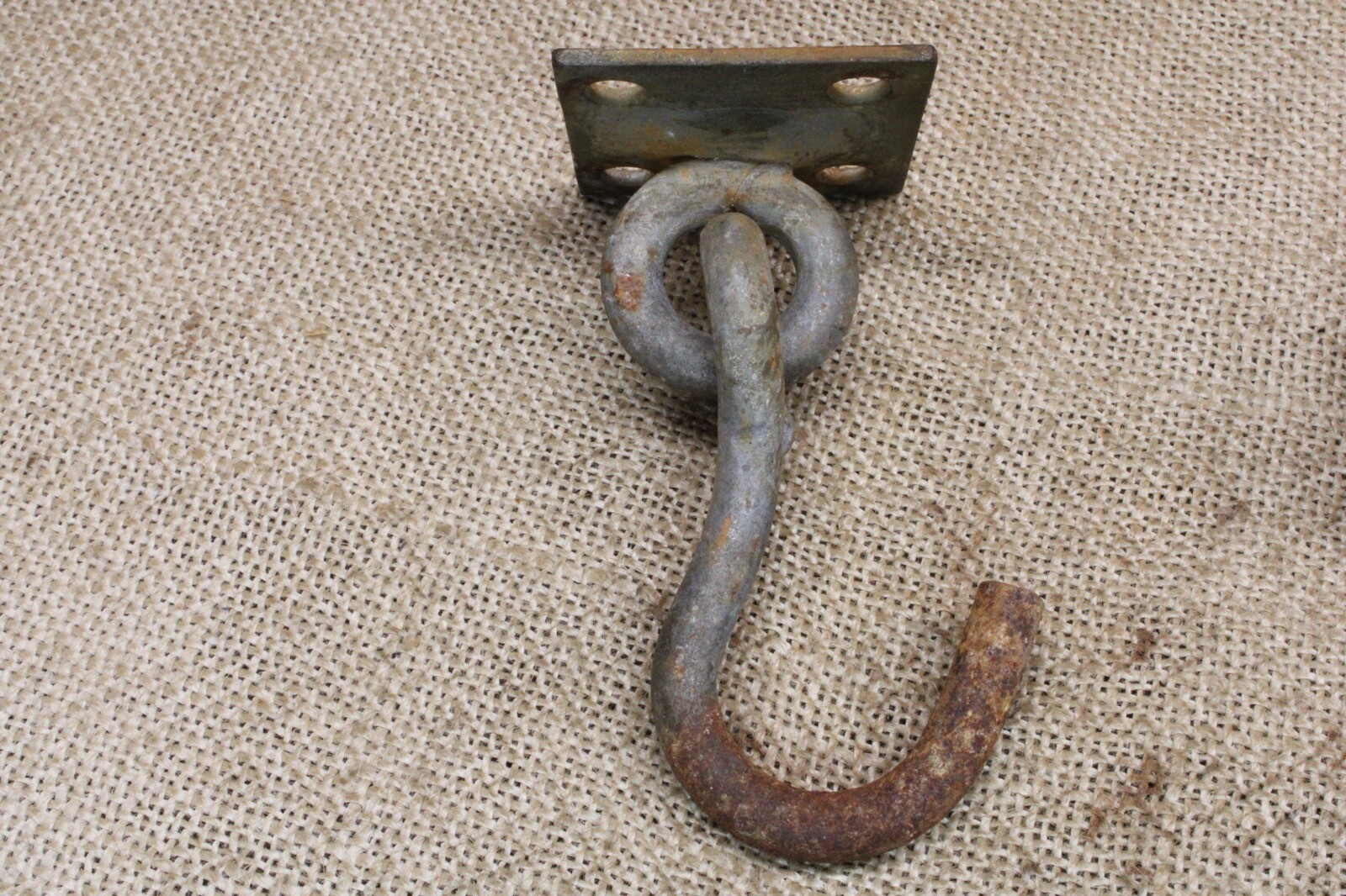 Old Swivel Plant Hook Porch Steel Rustic Galvanized Vintage 1 3/4 X 4” Primitive