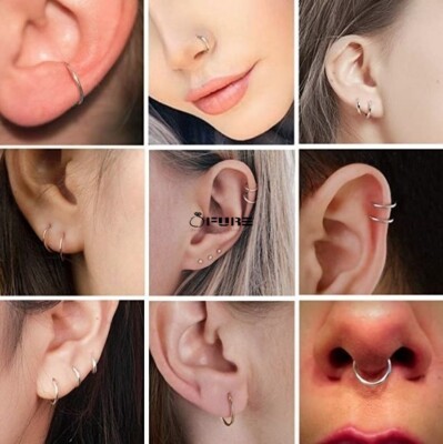 Hoop Earring Hinged Clicker Nose Ring Clicker Nose 925 Sterling