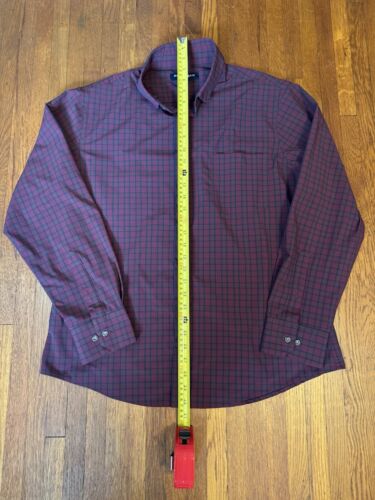 Mizzen+Main Leeward Dress Shirt Mens XL Red Plaid Trim No Tuck Performance Shirt - Picture 3 of 7