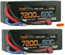 PowerHobby 4S 14.8V 7200mAh 60C-120C Lipo Battery Deans Plug 4-Cell Hard Case...