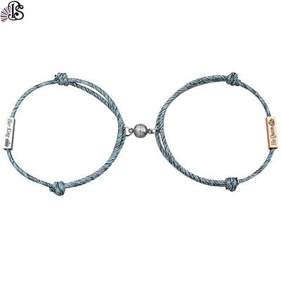 2pcs Magnetic His and Hers Couple Bracelet Love Distance Braided