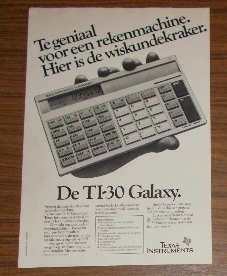 Seltene Werbung TEXAS INSTRUMENTS TI-30 GALAXY Taschenrechner #3 1984 - Bild 1 von 1