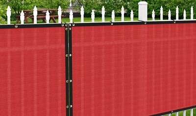 4/5/6/8ft x 50ft Privacy Fence Screen Outdoor 180GSM Windscreen Mesh Cover Red