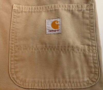 Carhartt Pants Mens 44x30 Beige Regular 100% Cotton Carpenter Denim Work Wear