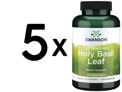 5 x Swanson Full Spectrum Holy Basil Leaf (Tulsi), 400mg - 120 (128,57 EUR/kg)
