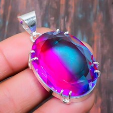 Bi-Color Tourmaline Gemstone  925 Sterling Silver Handmade Gifts Jewelry Pendant