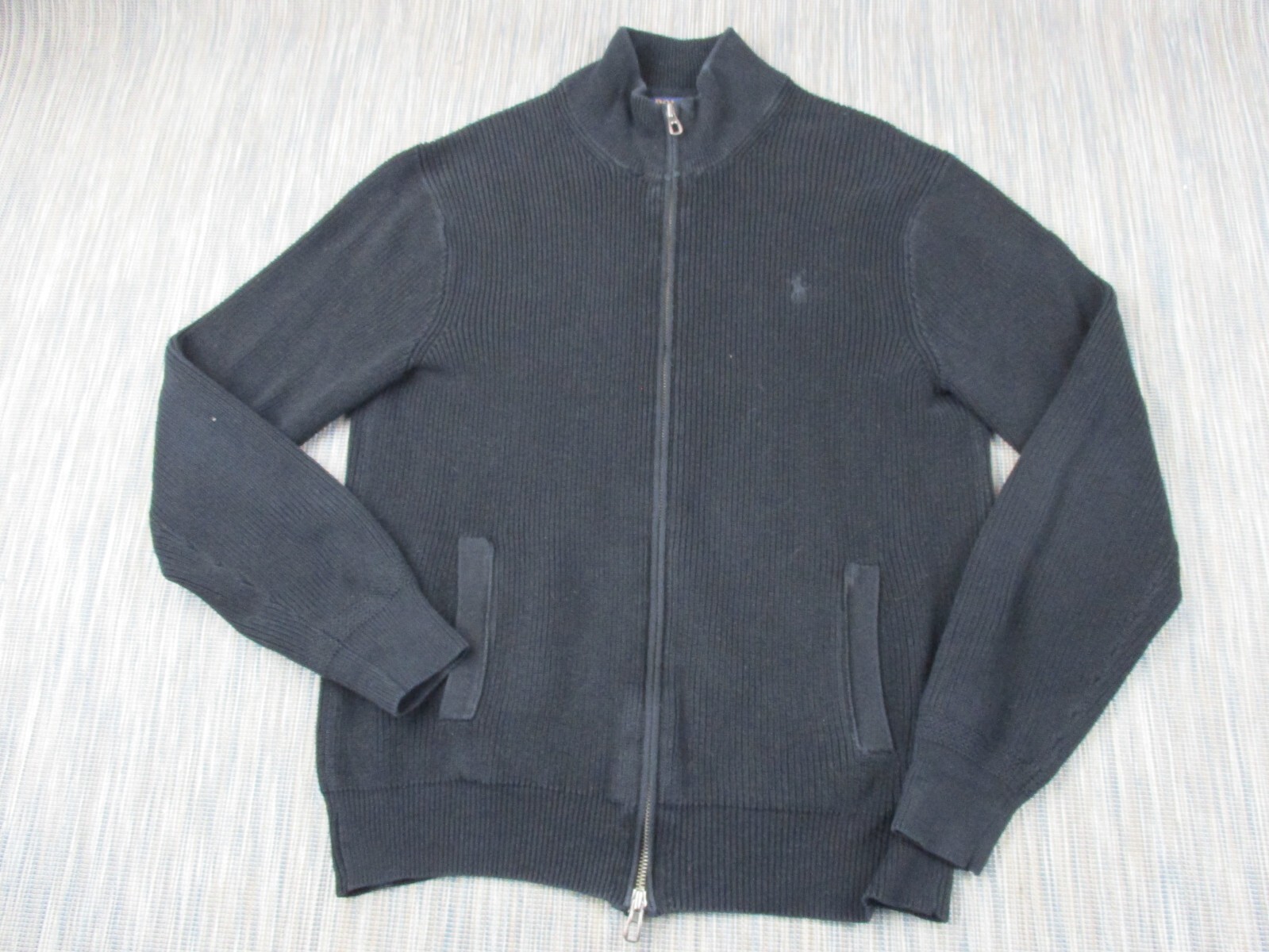 Polo Ralph Lauren giacca uomo media full zip costine collo alto logo pony nero