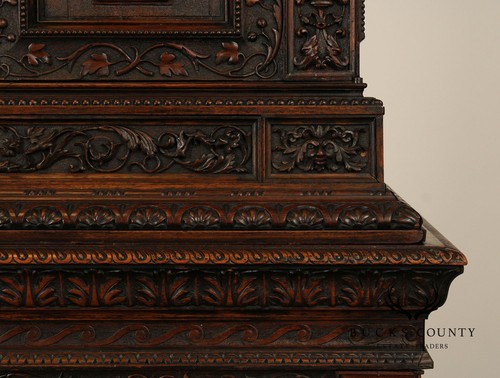 Antique French Renaissance Revival Finely Carved Walnut Cabinet - Picture 9 of 12