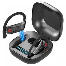 TWS EARBUDS EAR-HOOK TRUE WIRELESS STEREO EARPHONES HEADPHONES CHARGER CASE LED