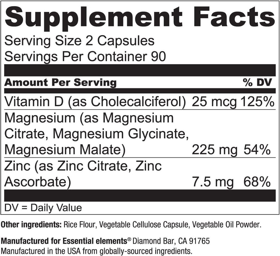 Magnesium & Zinc with Vitamin D3 Sleep, Immune & Bone Support 6