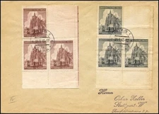 BM074. PROTECTORATE BOHEMIA MORAVIA COVER ST. VITUS CATHEDRAL WITH LABELS 1945