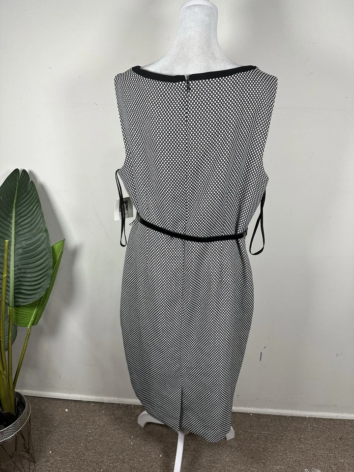 Vestido vaina para mujer Anne Klein color blanco negro sin mangas talla 16 Foto 2 de 4