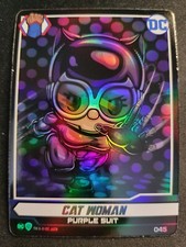 Tarjeta #45 DC Super Hero & Villain Ooshies Batman Catwoman púrpura FOIL REFRACTOR