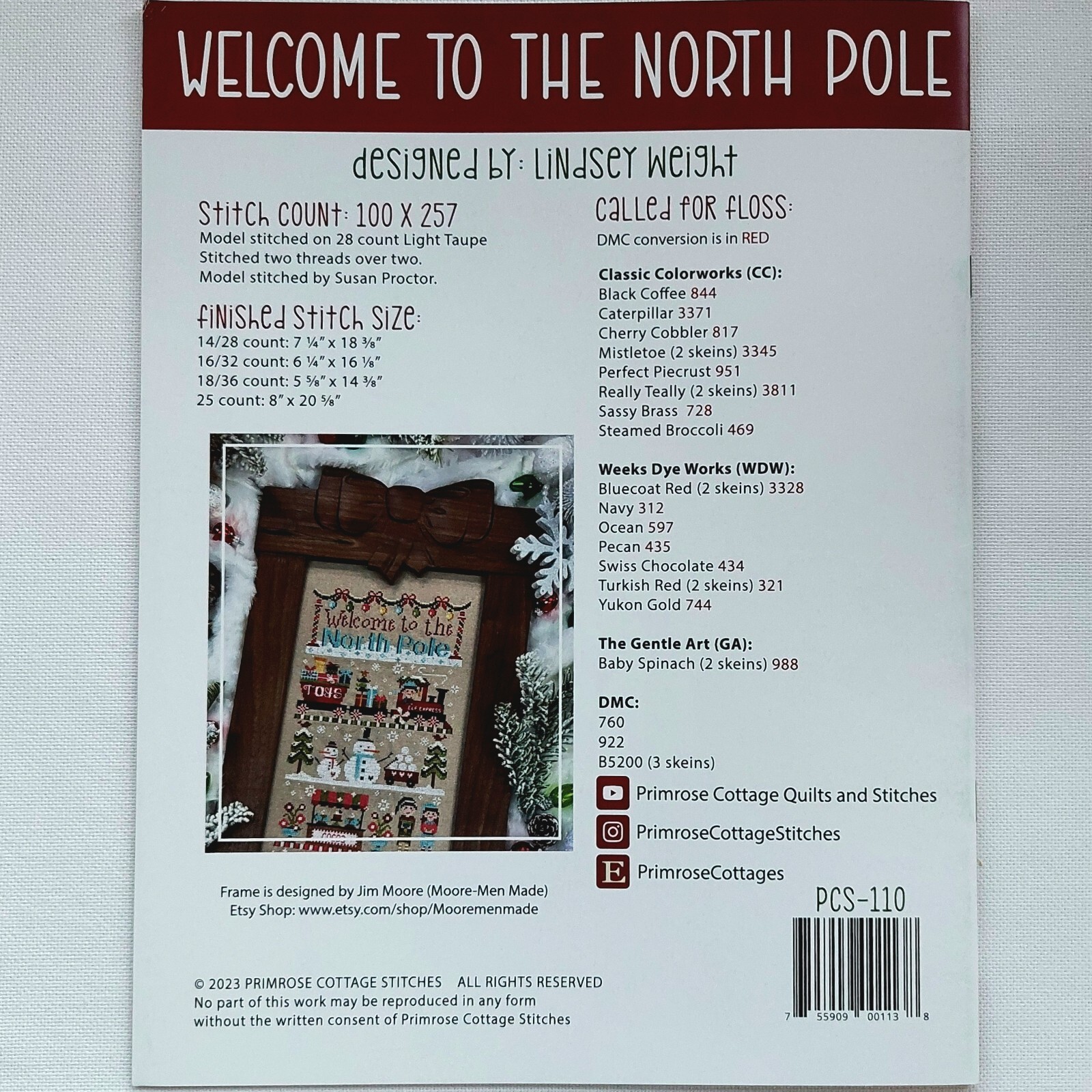 Welcome To The North Pole Christmas Cross Stitch Chart Pattern Primrose Cottage