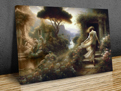 Aphrodite walking in a Garden inspired by Constable mounted canvas print