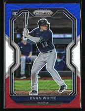 Evan White 2021 Panini Prizm Red White Blue #89 Baseball Card