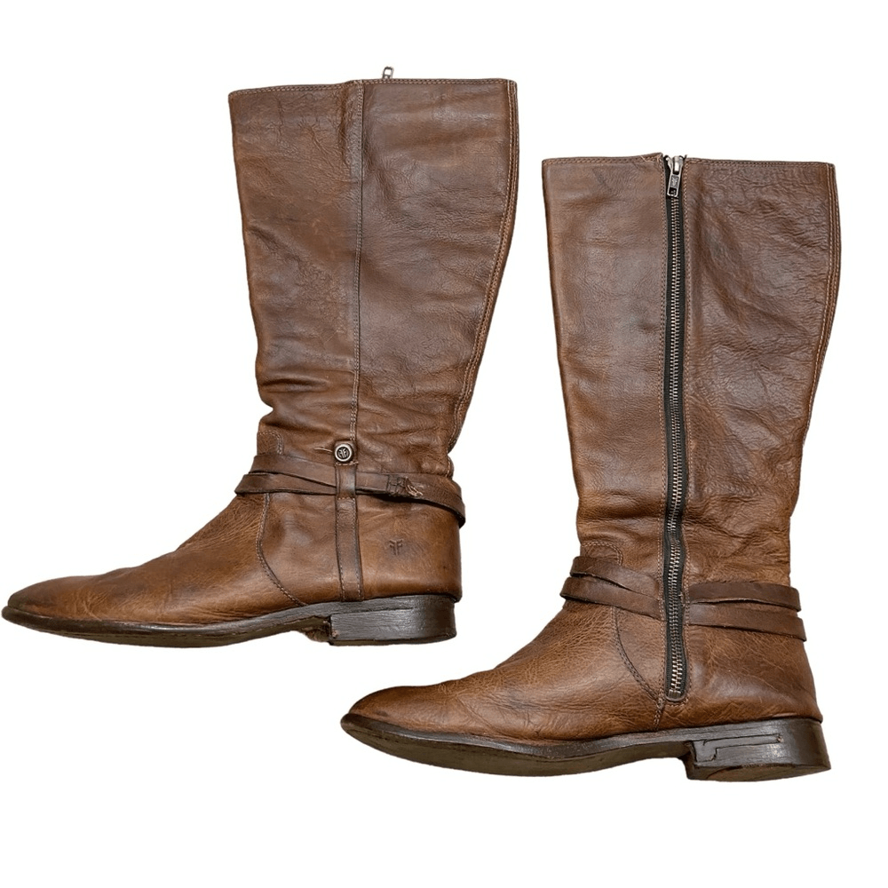 Ladies Frye Melissa Belted Tall Boots Light Cognac Color Size 10