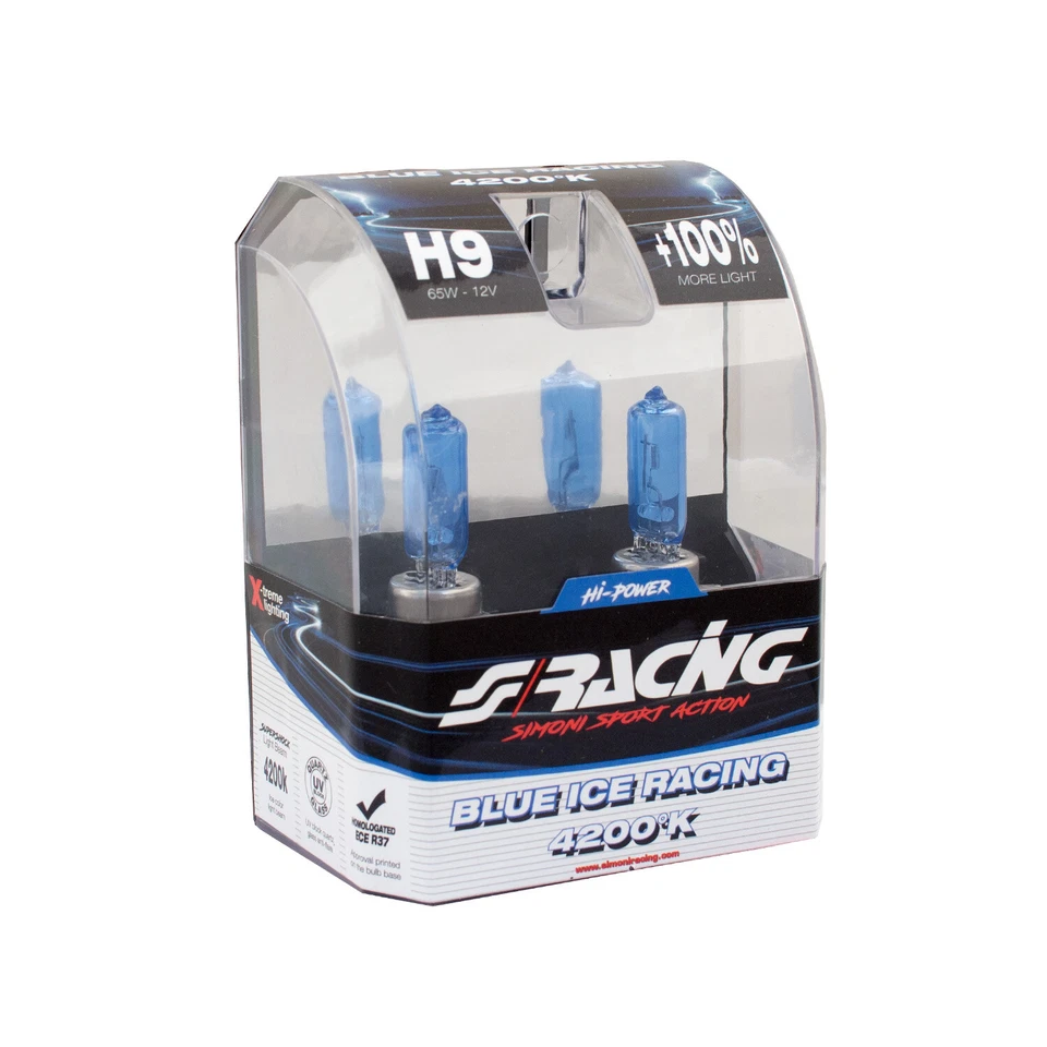 Kit 2 Xenon Effect White Light Bulbs 12V H9 65W 4200K Blue Ice Simoni Racing - Image 2 of 2