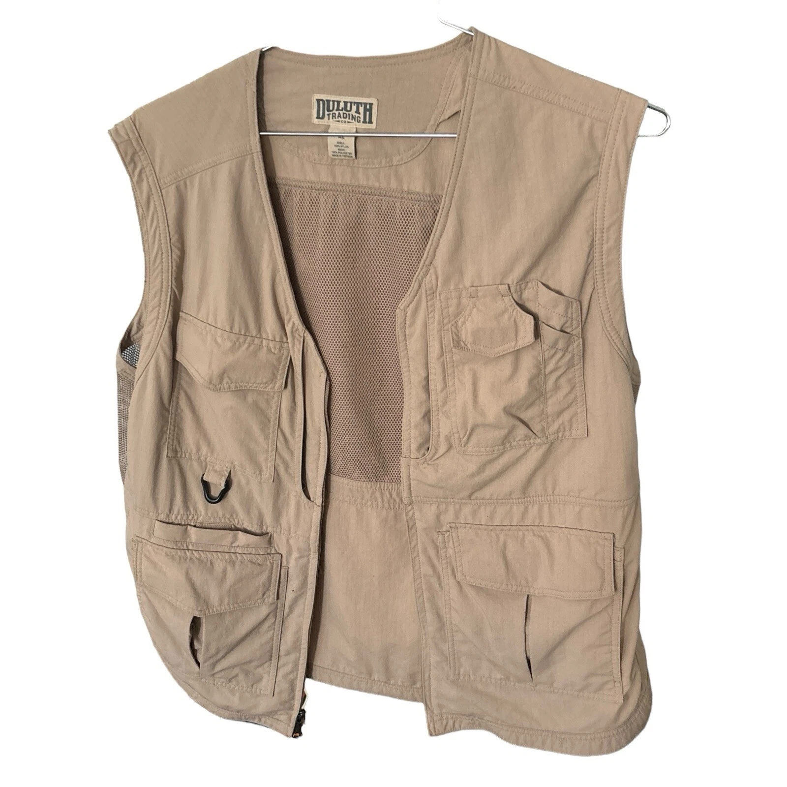 Duluth Trading Vest Mens Extra Large Tall Brown Tan Utility Fishing Hunting XLT
