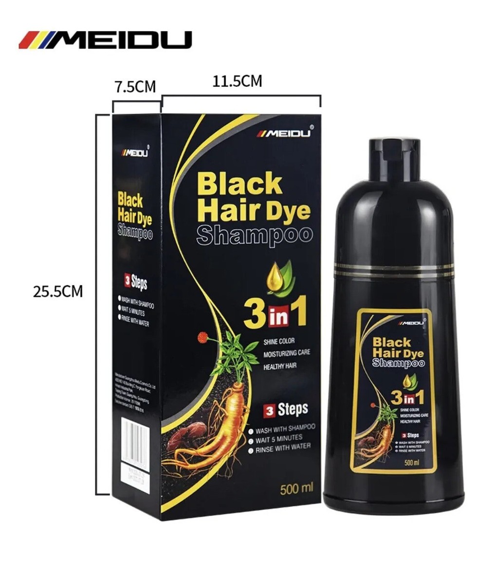 2 Bottles Of Black Hair Dye Shampoo Instant 3 in 1 +100