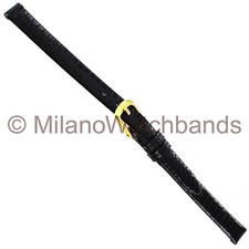 8mm Speidel Classic Lizard Unstitched Black Ladies Watch Band 308 130