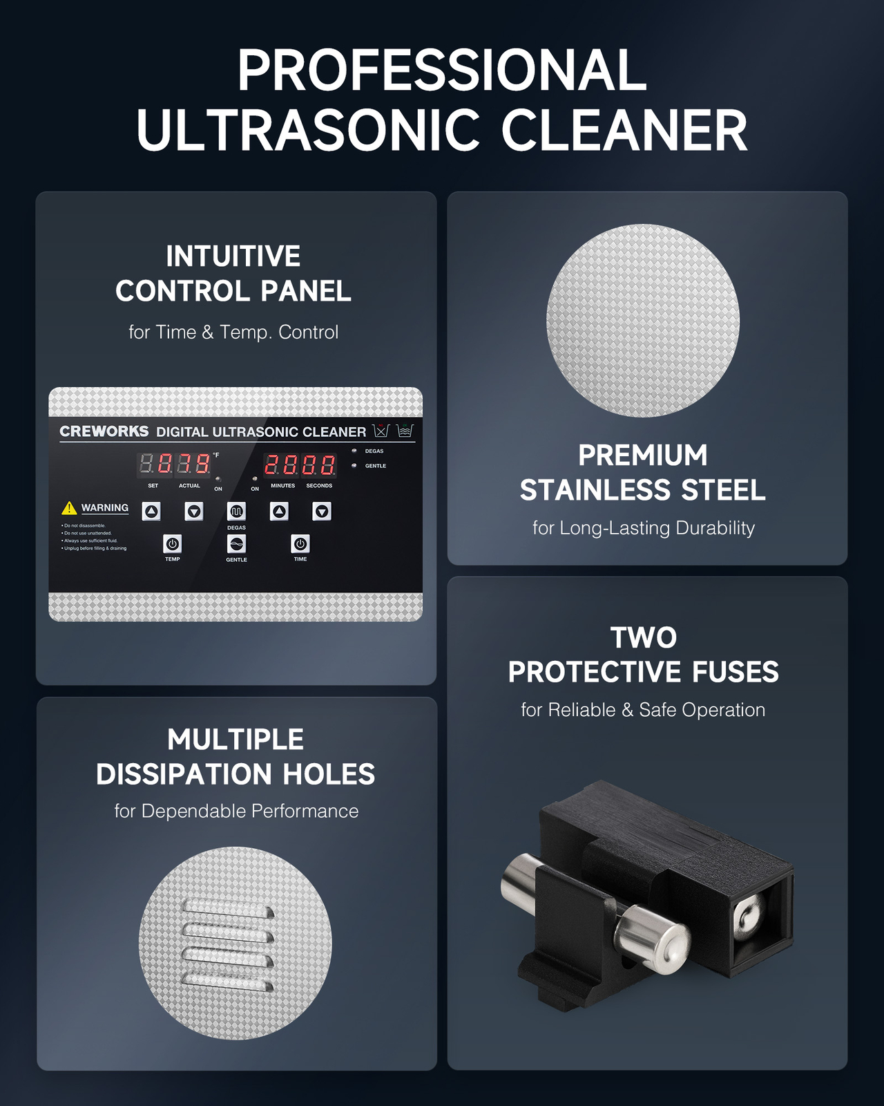 CREWORKS 22L Ultrasound Cleaner for Auto Tools Machine Parts with 600W Heater