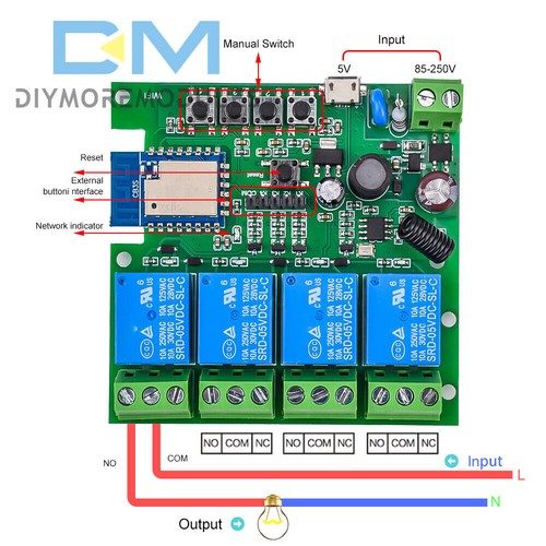 1/2/4CH Smart WiFi Switch Relay Module Wireless Remote DC 7-32V/AC85-250V 433MHZ - Picture 7 of 33