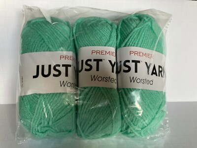 Premier Just Yarn Worsted Acrylic LOT OF THREE 131 Yds Aqua same dye lot
