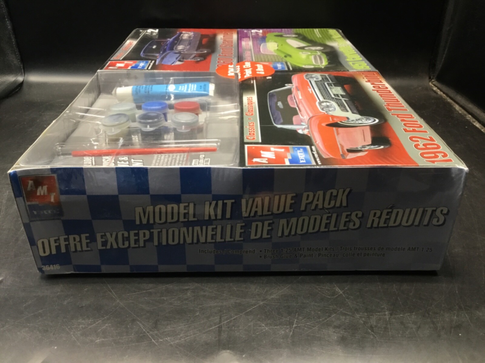 Set of (3) Model Kit Value Pack 3 125 Scale Kits + Glue & Paint [AMT