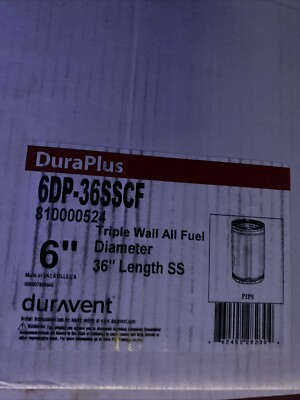DuraVent DuraPlus Triple Wall Chimney Stove Pipe 6''x36'' (6DP-36SS)