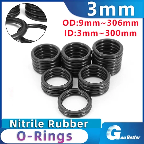 9mm-306mm OD Metric Nitrile Rubber O Ring 3mm Cross Section O-Rings Oil Seals