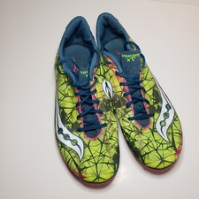 Saucony SHAY Spike Running Shoe Women's size 10.5 XC4 S19010-2 Citron/Jade/Pink