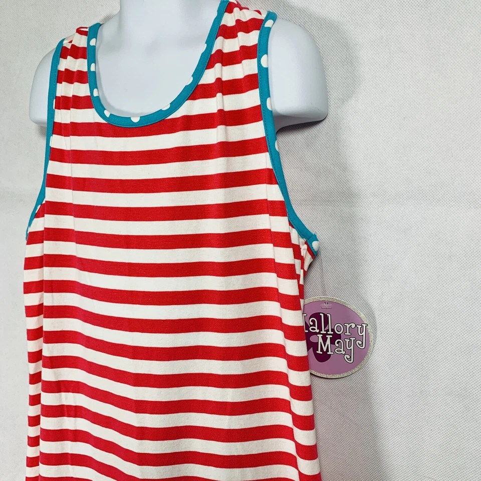 Девочек MALLORY может розовый белый в полоску синий горошек без рукавов полный платье 16 новый - Изображение 4 из 4