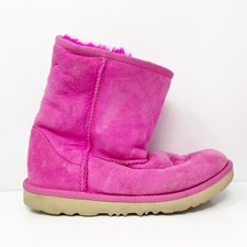 UGG Boys Classic II 1017703K Pink Suede Round Toe Mid Calf Snow Boots Size 4