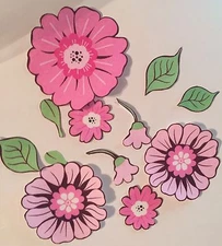 Pink Flowers - Iron On Fabric Appliques