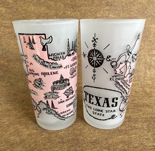 Zwei Vintage TEXAS Hazel Atlas MCM Milchglas 5" Tumbler Reisezustand PINK - Bild 24 von 24