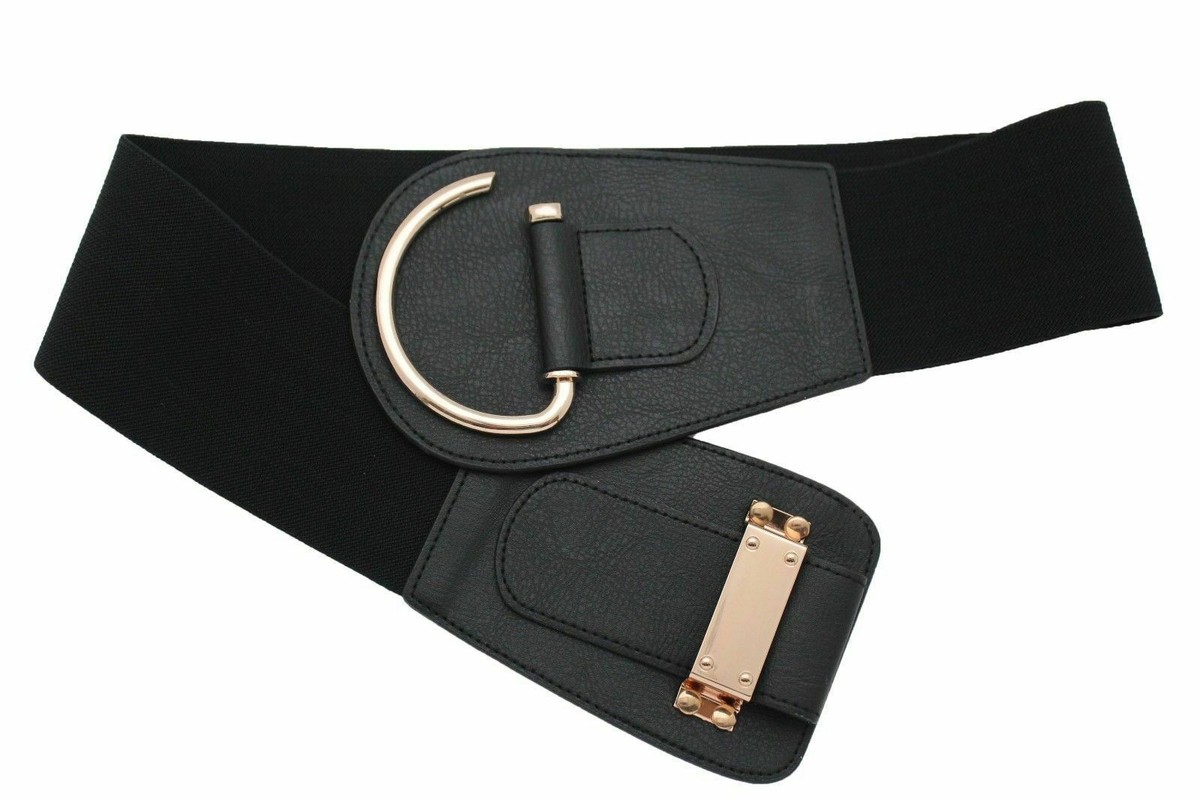Western style wide belt Chic Black waist  cuncher with gold Buckle mini-western-double-buckle-  main image 3