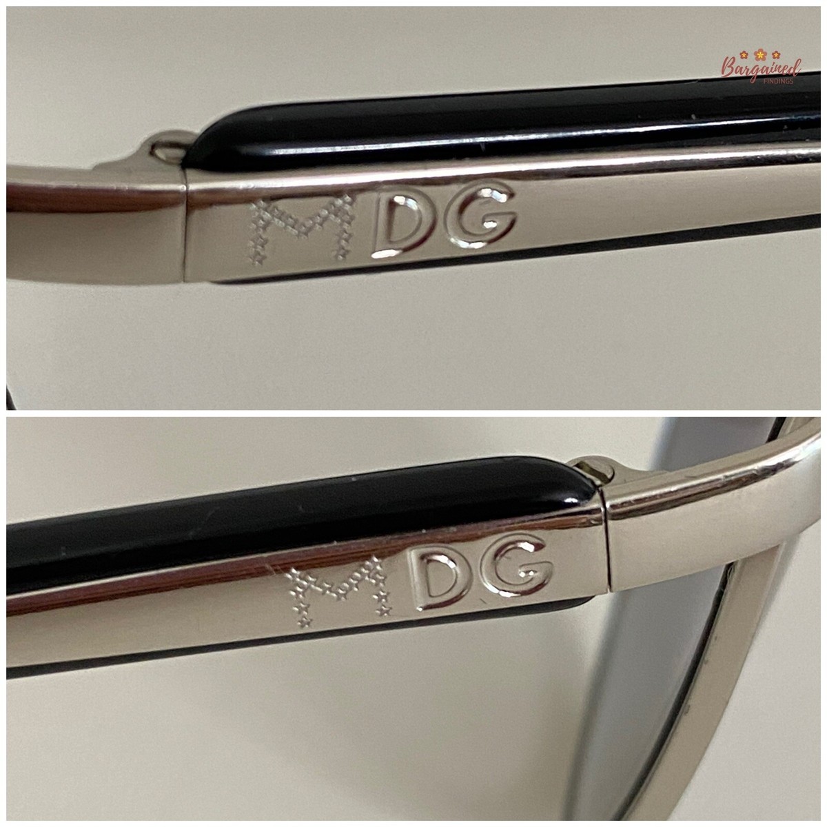 Authentic DOLCE & GABBANA Silver Metal Rim Black Bar Madonna