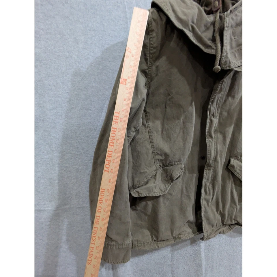 GAP Military Parka Jacket Green Khaki Medium Utility Style Removable Hood - Image 3 of 4