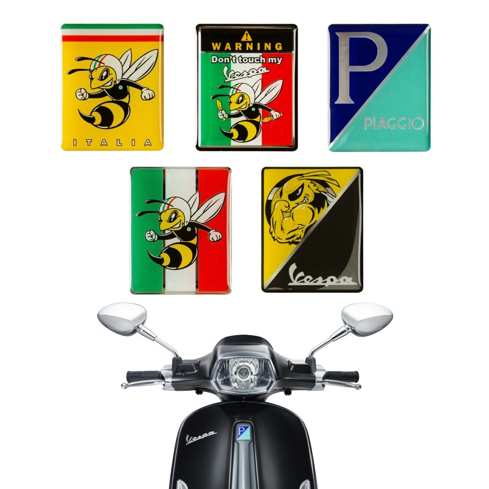 For Vespa Piaggio Scooter 3D Italy Bee Emblem Badge Front Logo Sticker  Decals