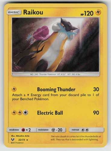 Holo Raikou 32/73 Rare Shining Legends Near Mint